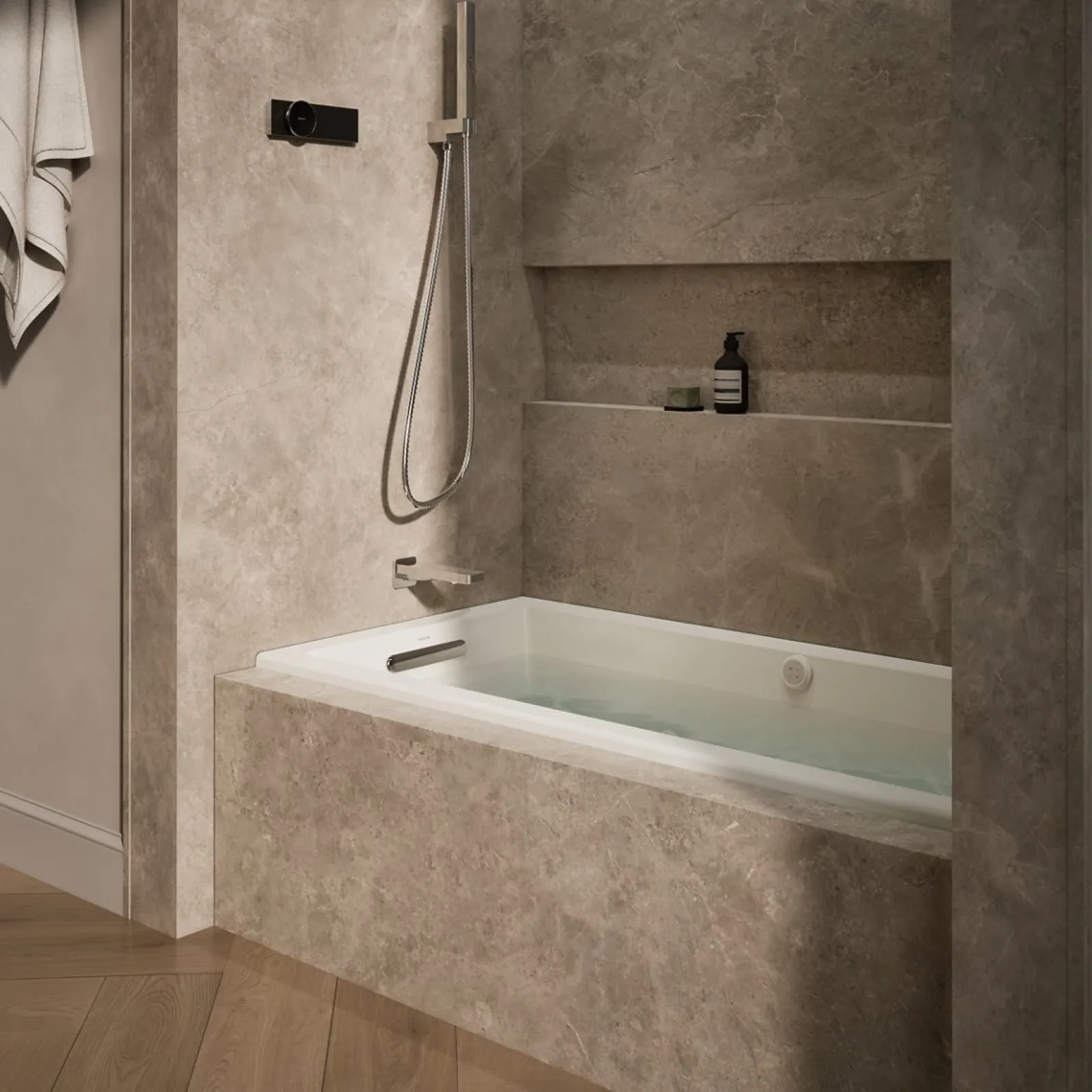 60" x 30" alcove Heated BubbleMassage™ air bath with whirlpool, left drain^Kohler Discount