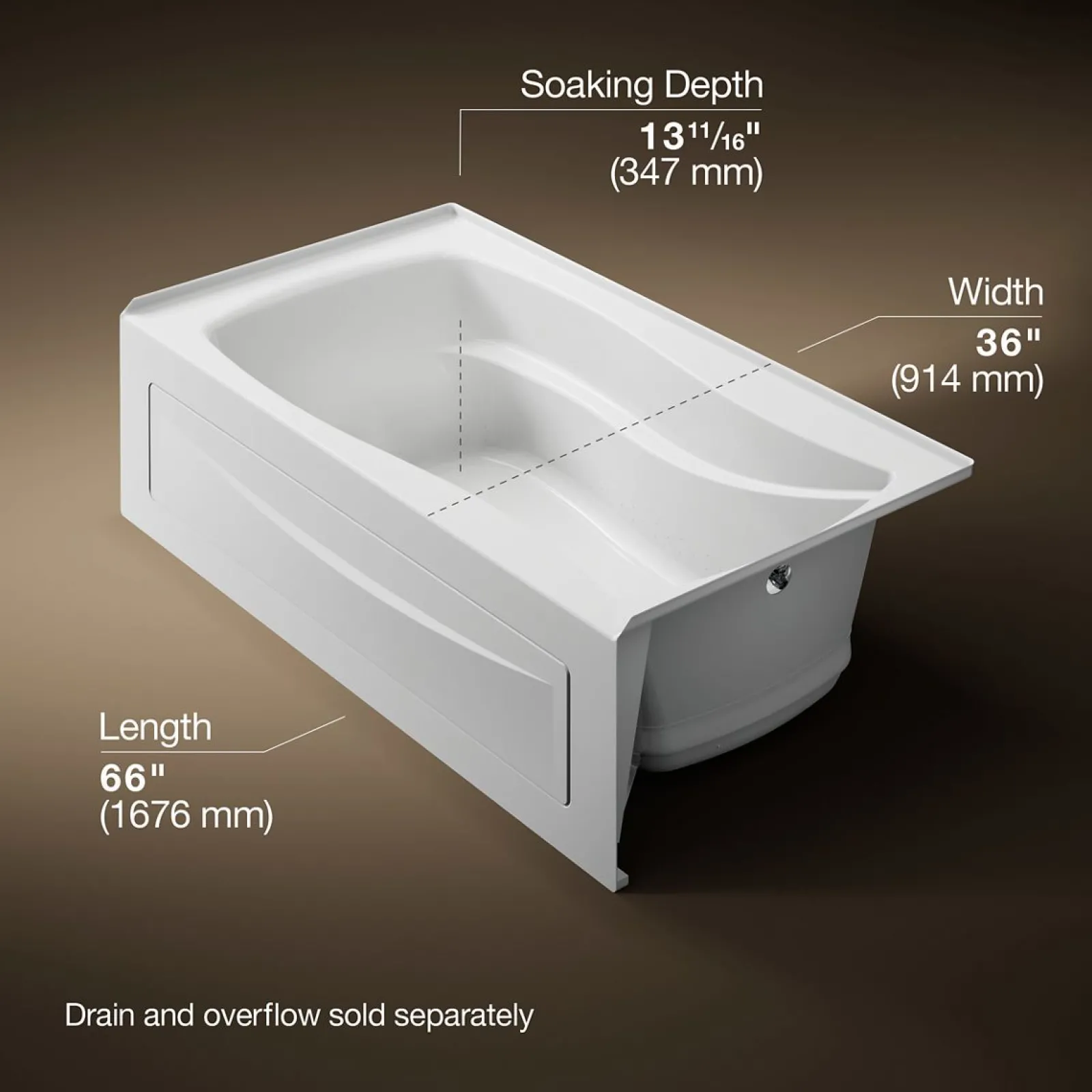 66" x 36" alcove Heated BubbleMassage™ air bath, right drain^Kohler Outlet