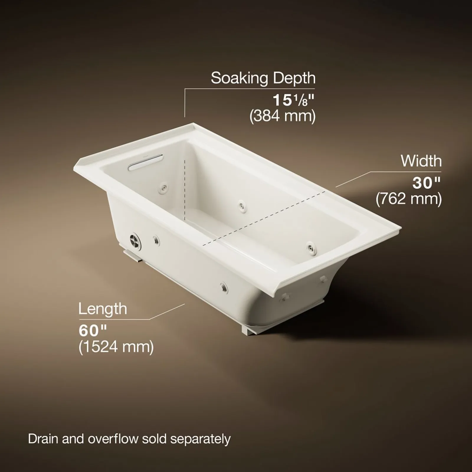 60" x 30" alcove heated whirlpool bath, left drain^Kohler Clearance