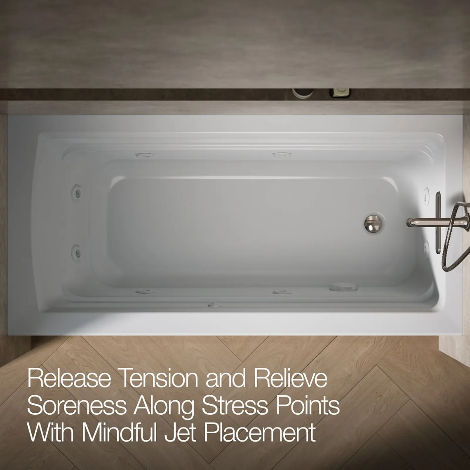 66" x 32" alcove heated whirlpool, right drain^Kohler
