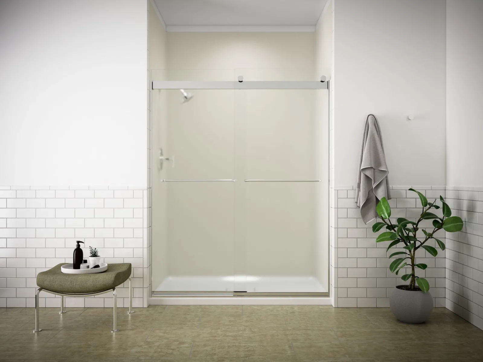 60" x 36" alcove shower base, center drain^Kohler Discount