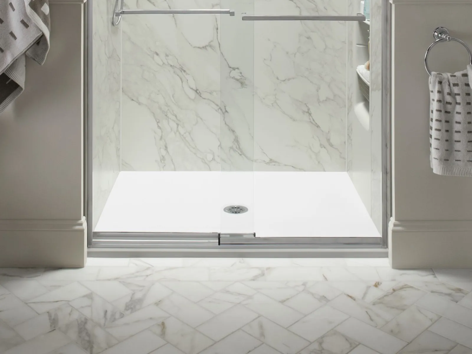 48" x 36" alcove shower base, center drain^Kohler Discount