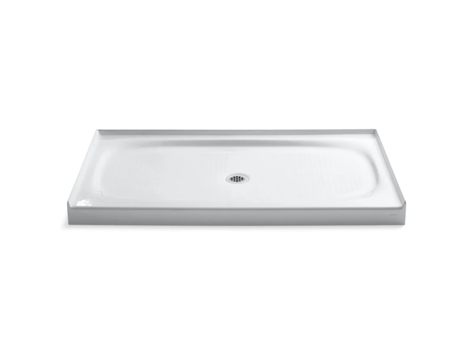 60" x 36" alcove shower base, center drain^Kohler Hot