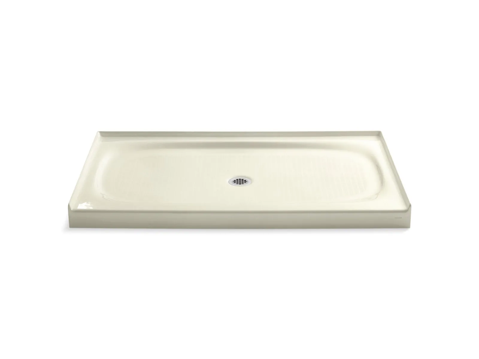 60" x 36" alcove shower base, center drain^Kohler Hot