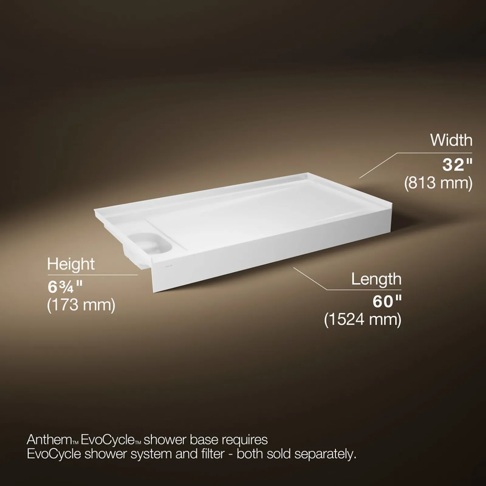 60" x 32" alcove shower base, left drain^Kohler Clearance