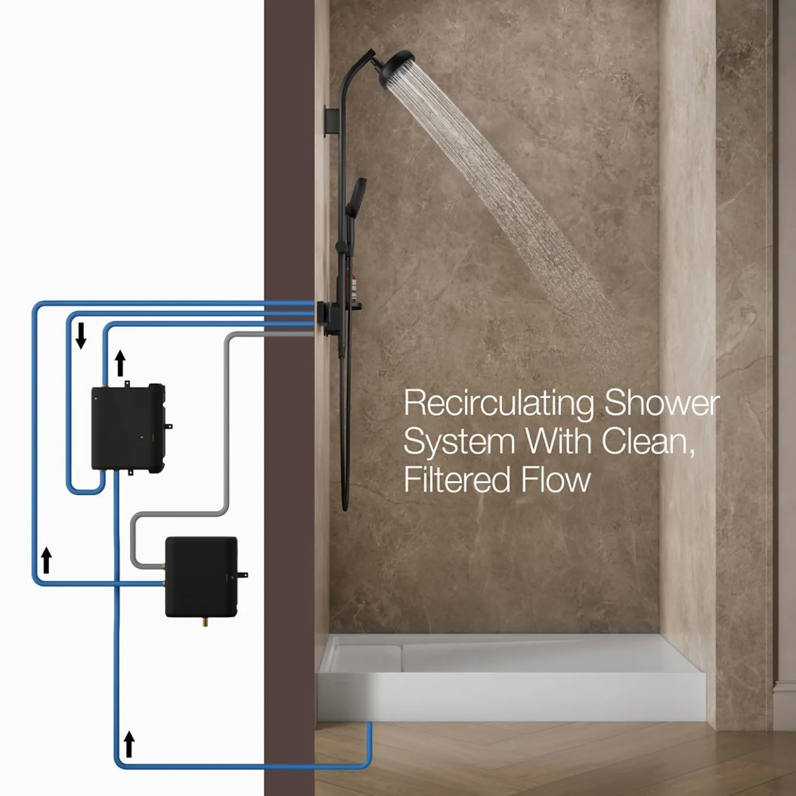 48" x 32" alcove shower base, left drain^Kohler