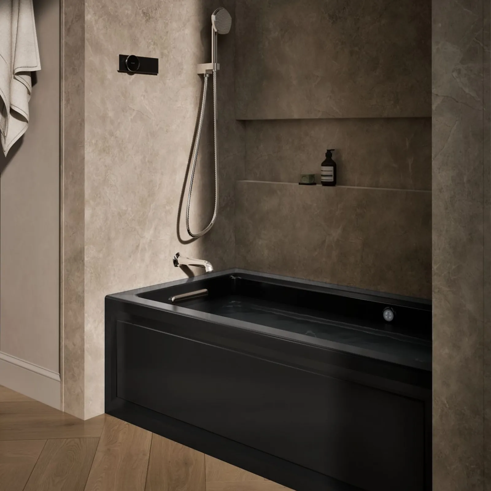 60" x 32" alcove whirlpool bath with Bask® heated surface, alcove left drain^Kohler