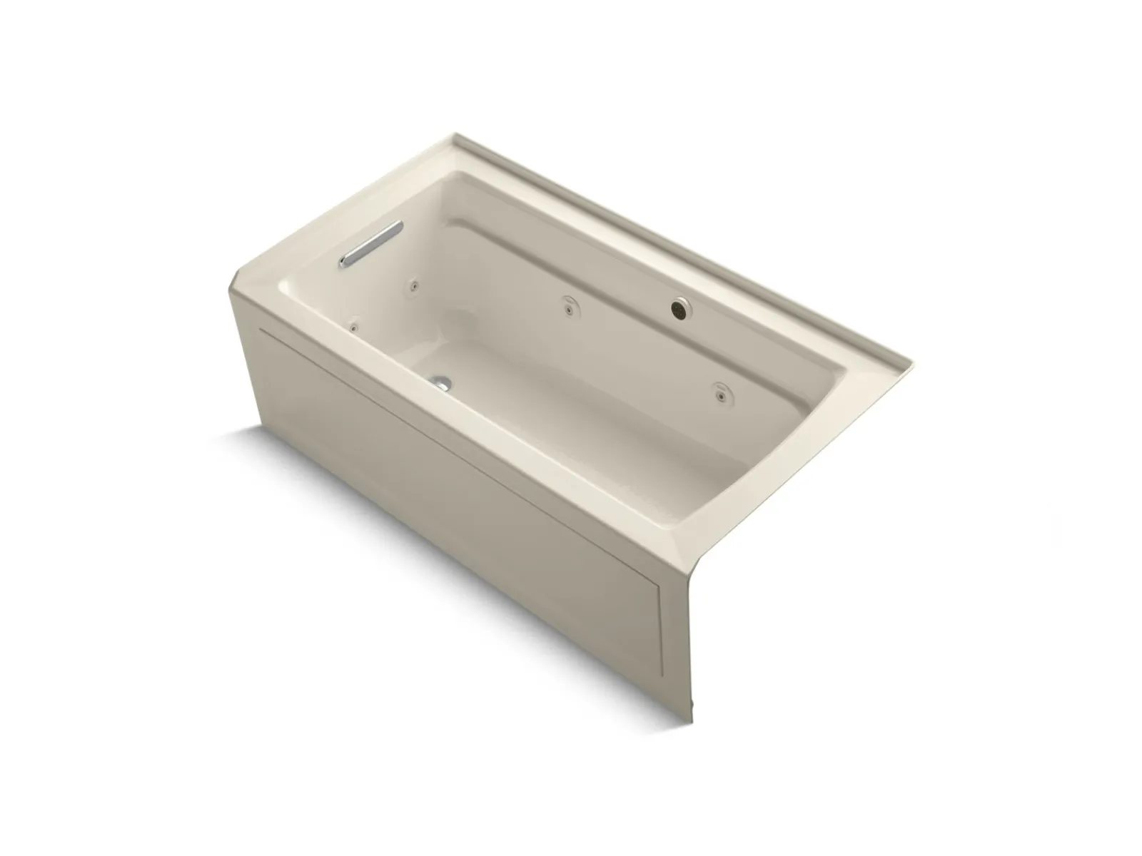 60" x 32" alcove whirlpool bath with Bask® heated surface, alcove left drain^Kohler