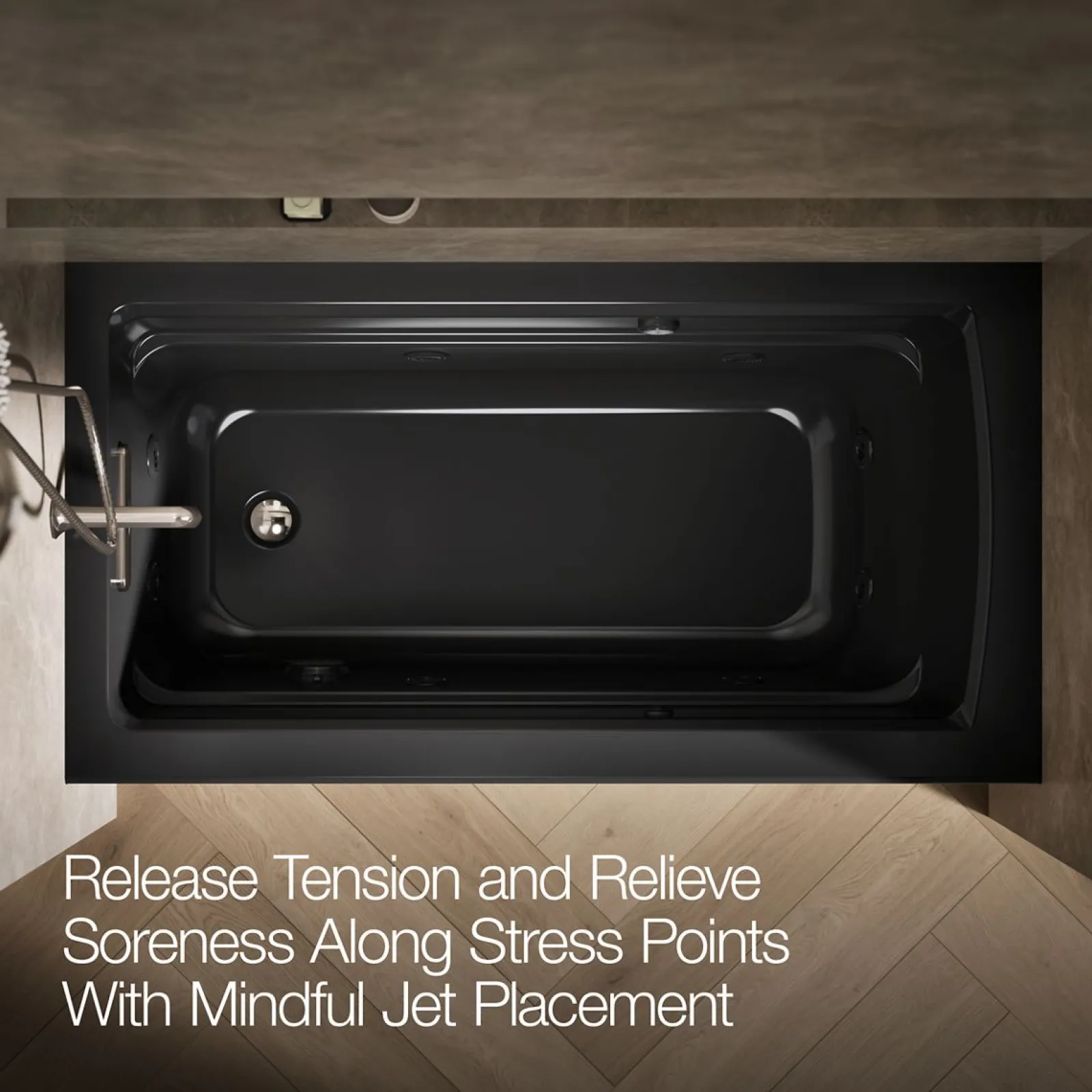 60" x 32" alcove whirlpool bath with Bask® heated surface, alcove left drain^Kohler