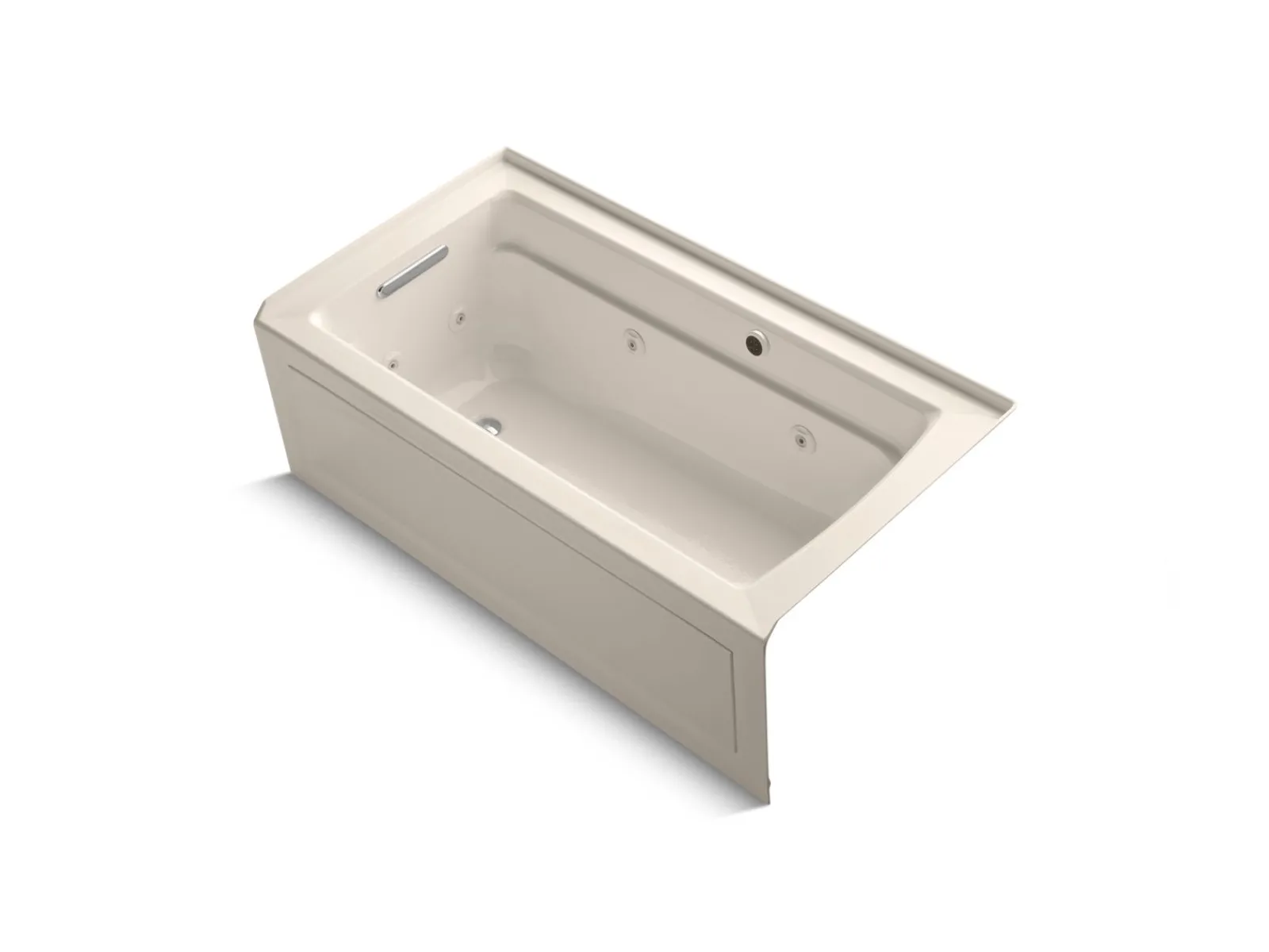60" x 32" alcove whirlpool bath with Bask® heated surface, alcove left drain^Kohler