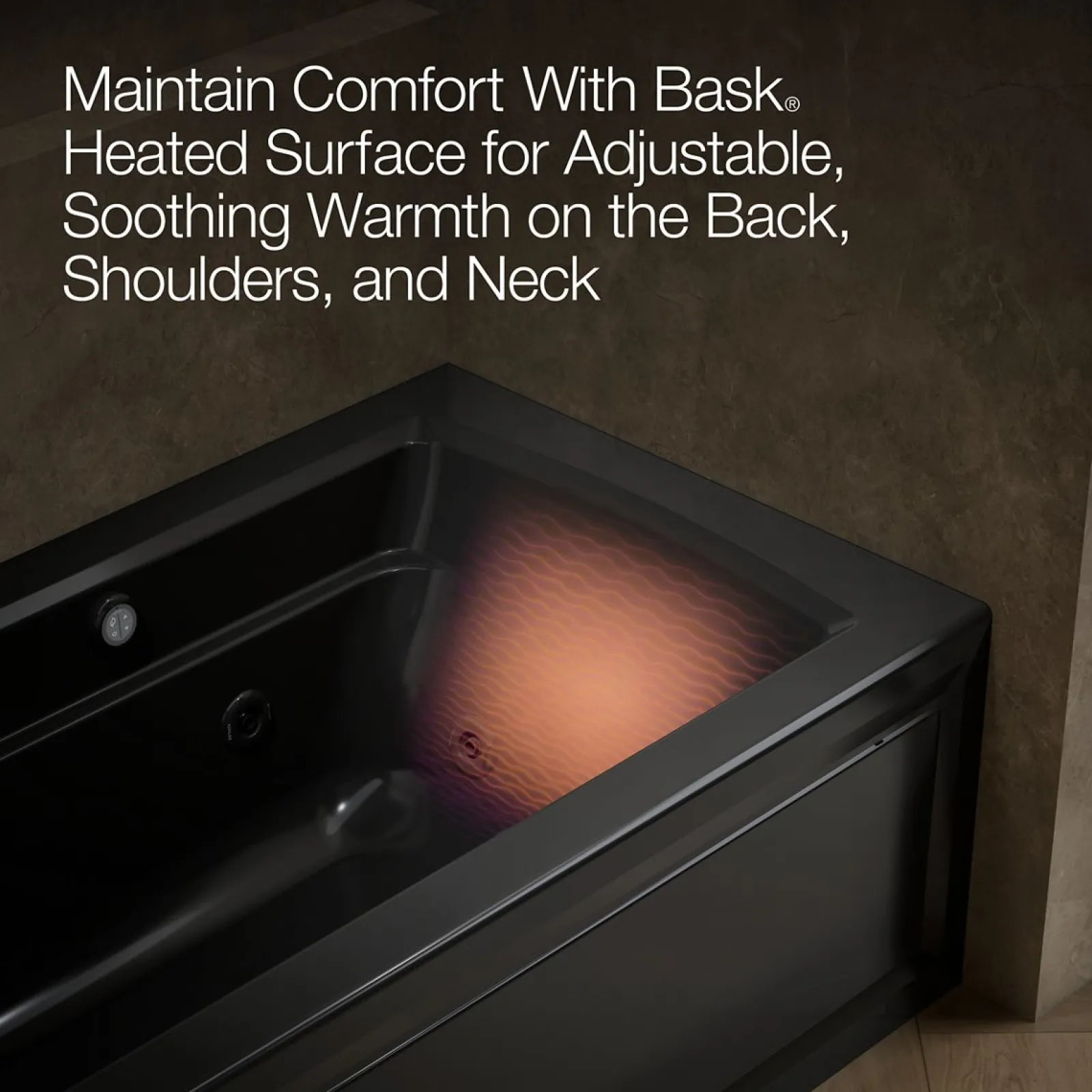 60" x 32" alcove whirlpool bath with Bask® heated surface, alcove left drain^Kohler