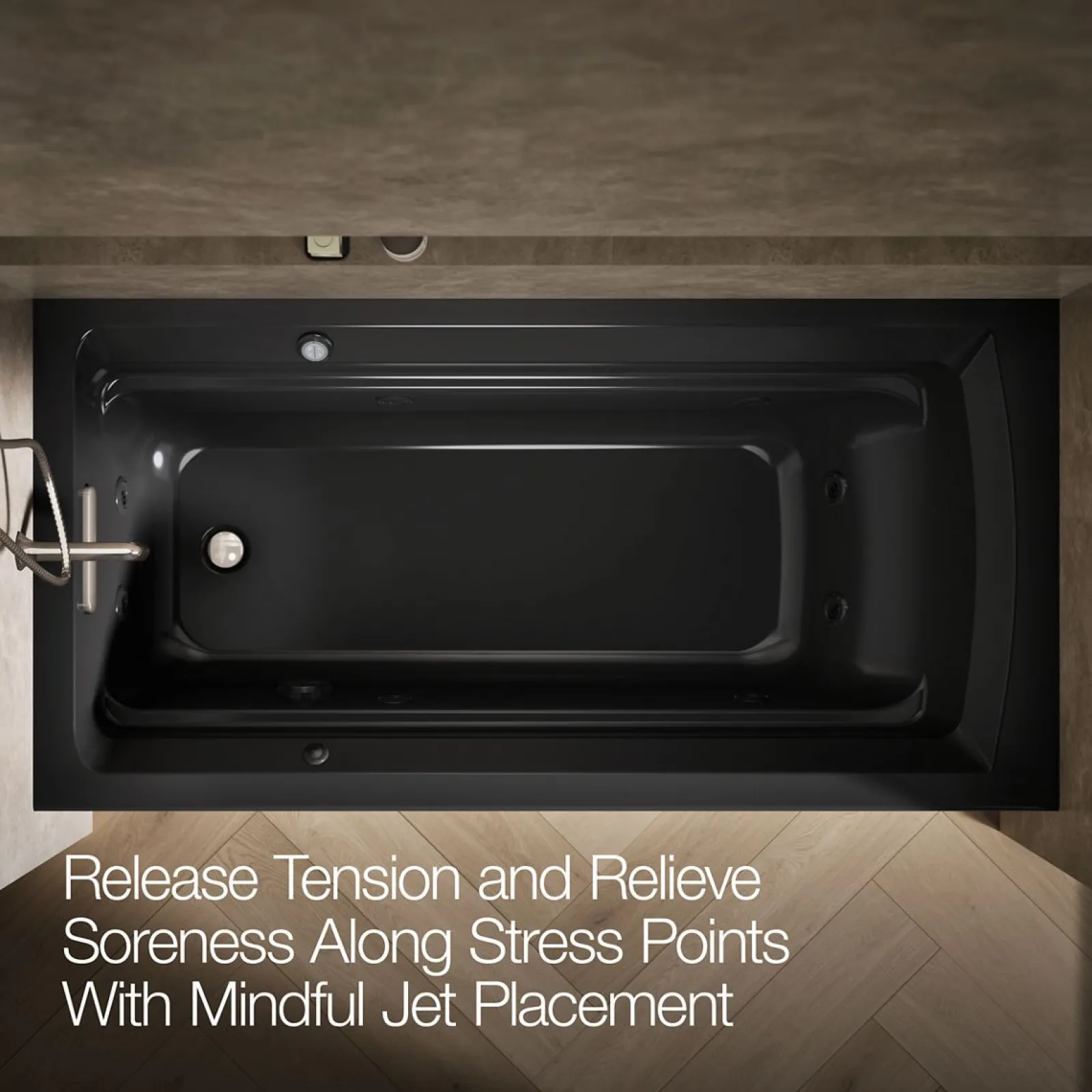 72" x 36" alcove whirlpool bath with Bask® heated surface, left drain^Kohler