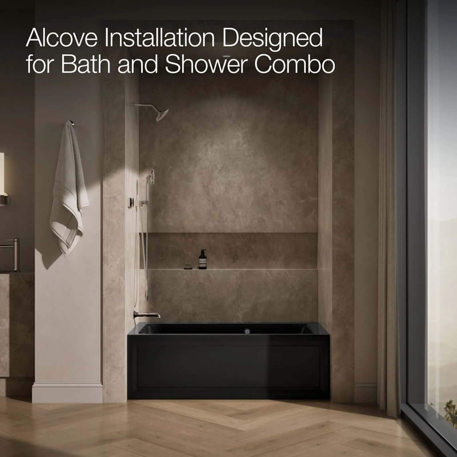 60" x 30" alcove whirlpool bath with Bask® heated surface, left drain^Kohler Best