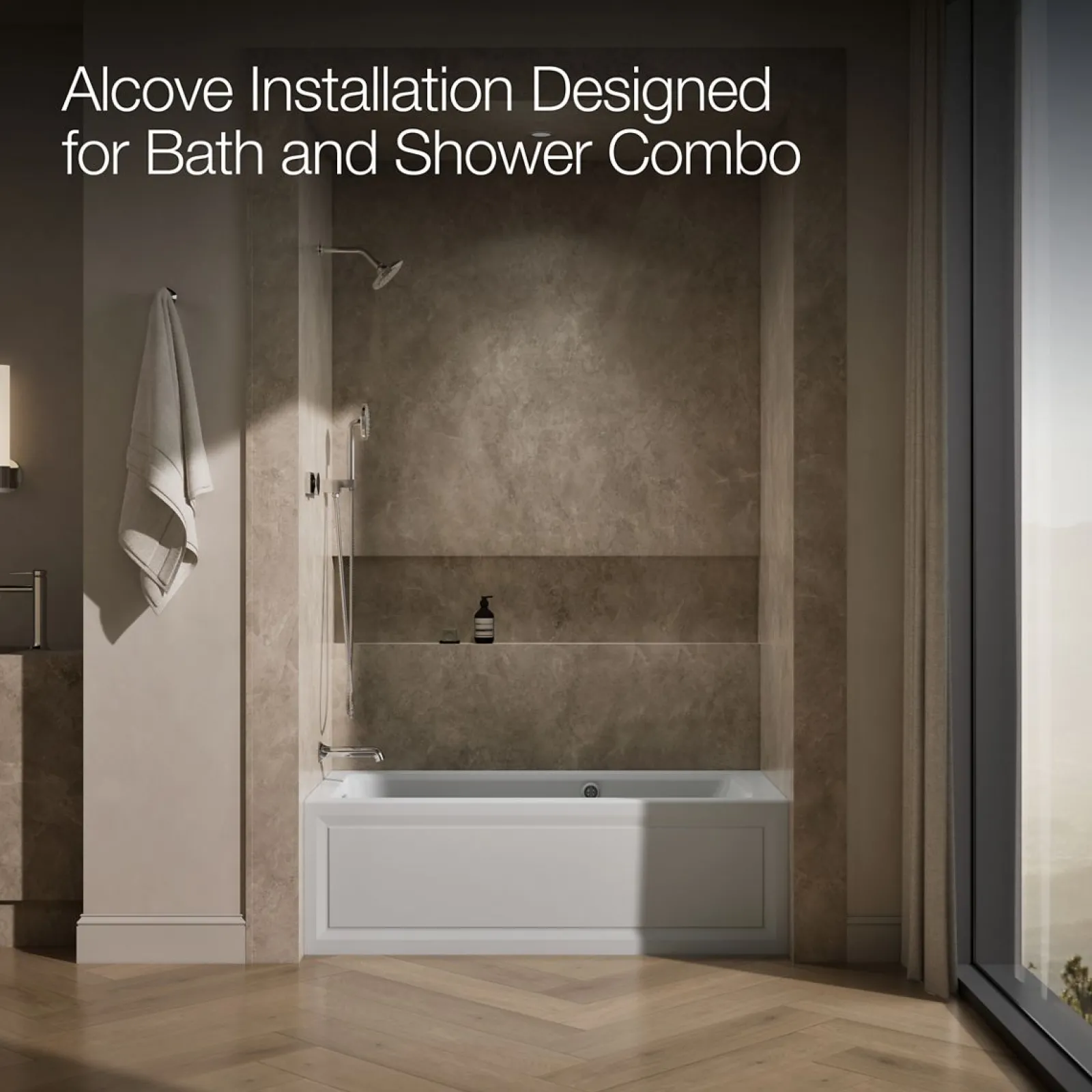 60" x 30" alcove whirlpool bath with Bask® heated surface, left drain^Kohler Best