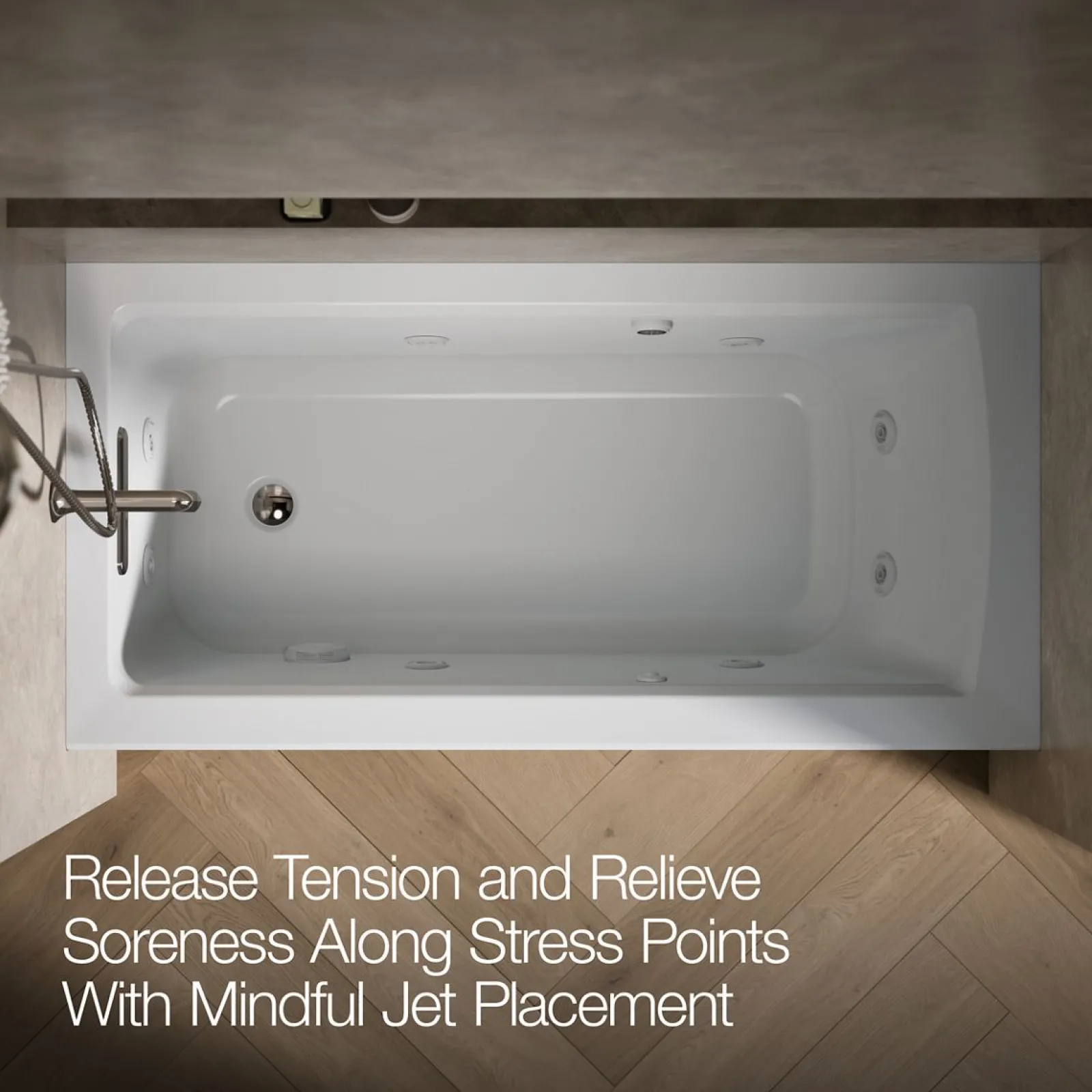 60" x 30" alcove whirlpool bath with Bask® heated surface, left drain^Kohler Best