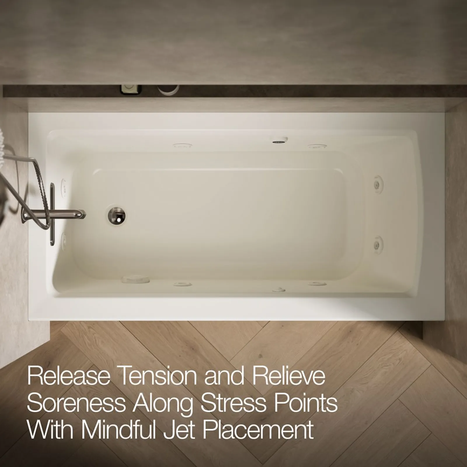 60" x 30" alcove whirlpool bath with Bask® heated surface, left drain^Kohler Best