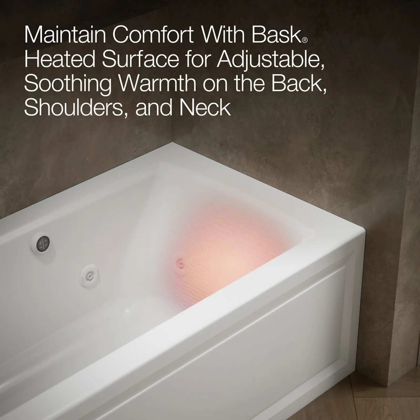 60" x 30" alcove whirlpool bath with Bask® heated surface, left drain^Kohler Best