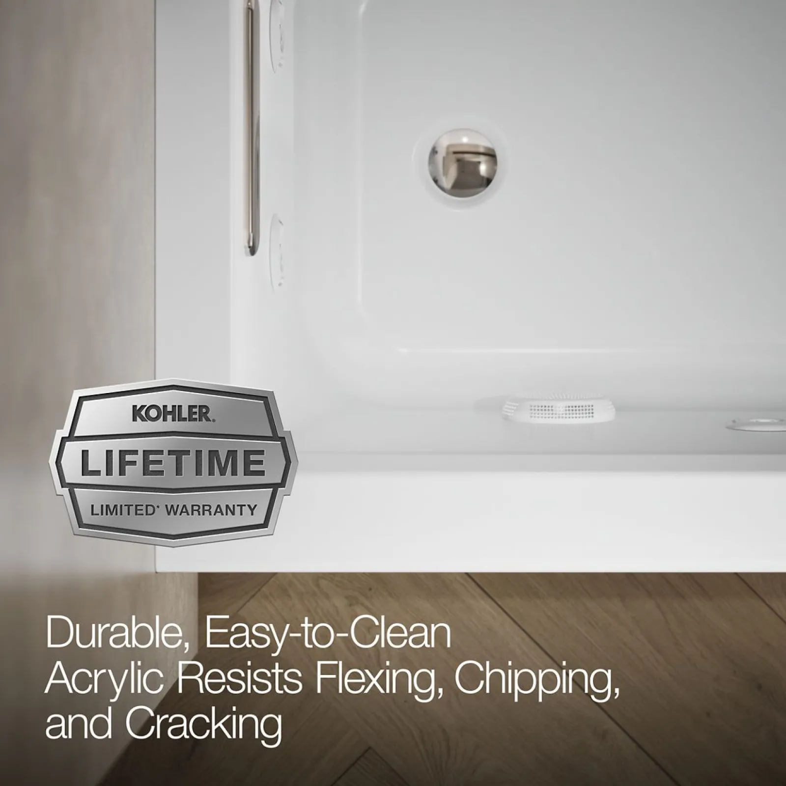 60" x 30" alcove whirlpool bath with Bask® heated surface, left drain^Kohler Best