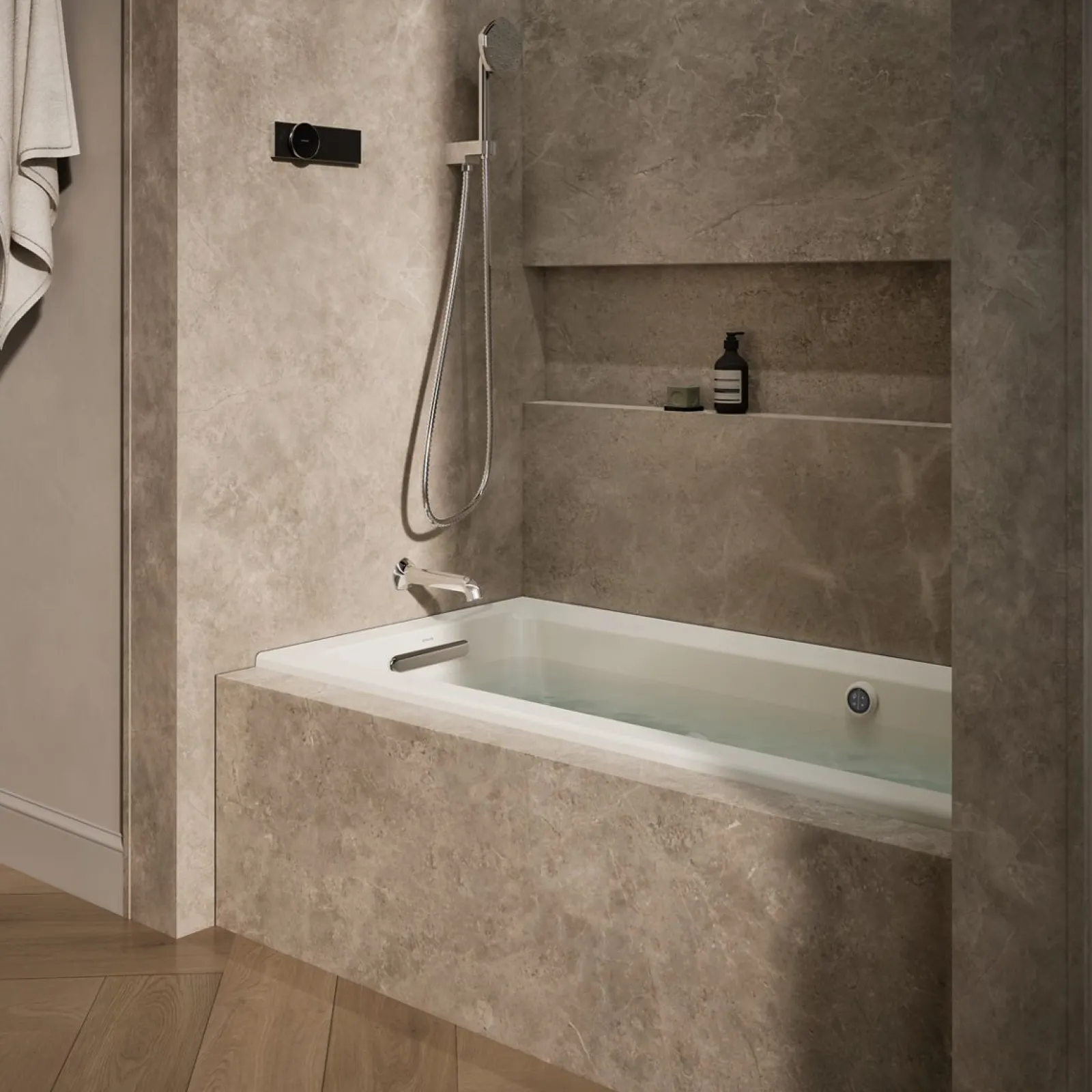 60" x 30" alcove whirlpool bath with Bask® heated surface, left drain^Kohler