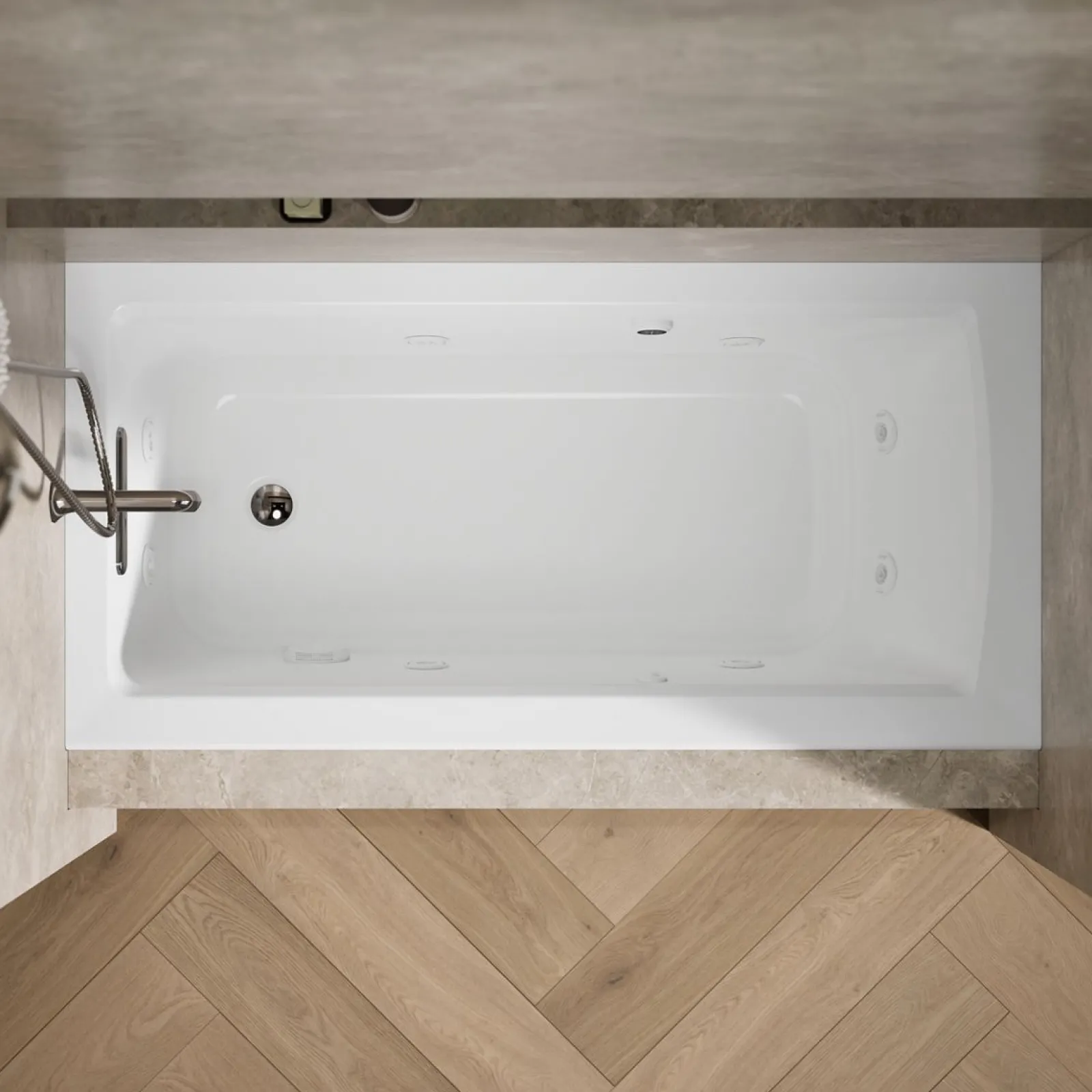 60" x 30" alcove whirlpool bath with Bask® heated surface, left drain^Kohler