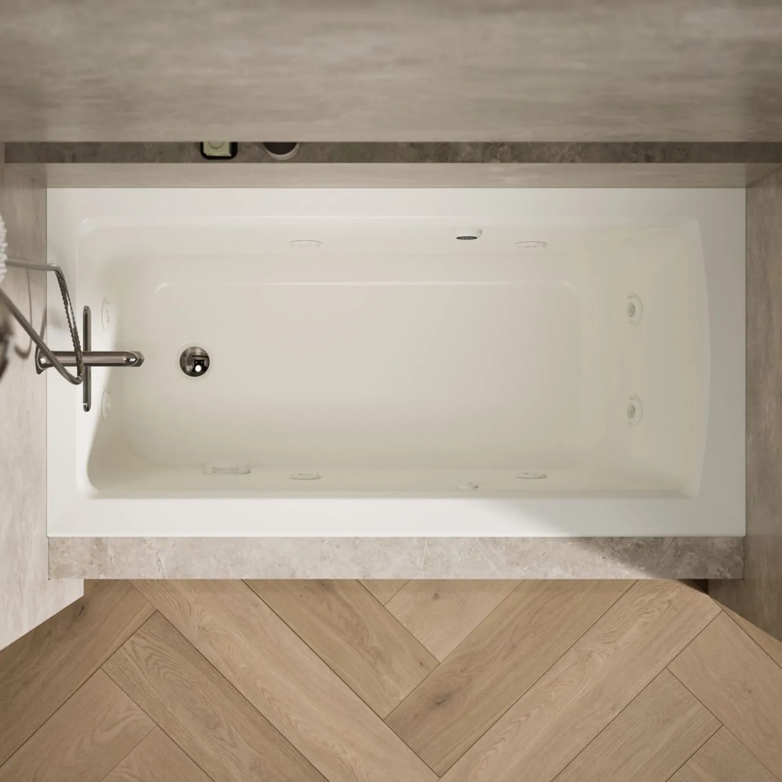 60" x 30" alcove whirlpool bath with Bask® heated surface, left drain^Kohler