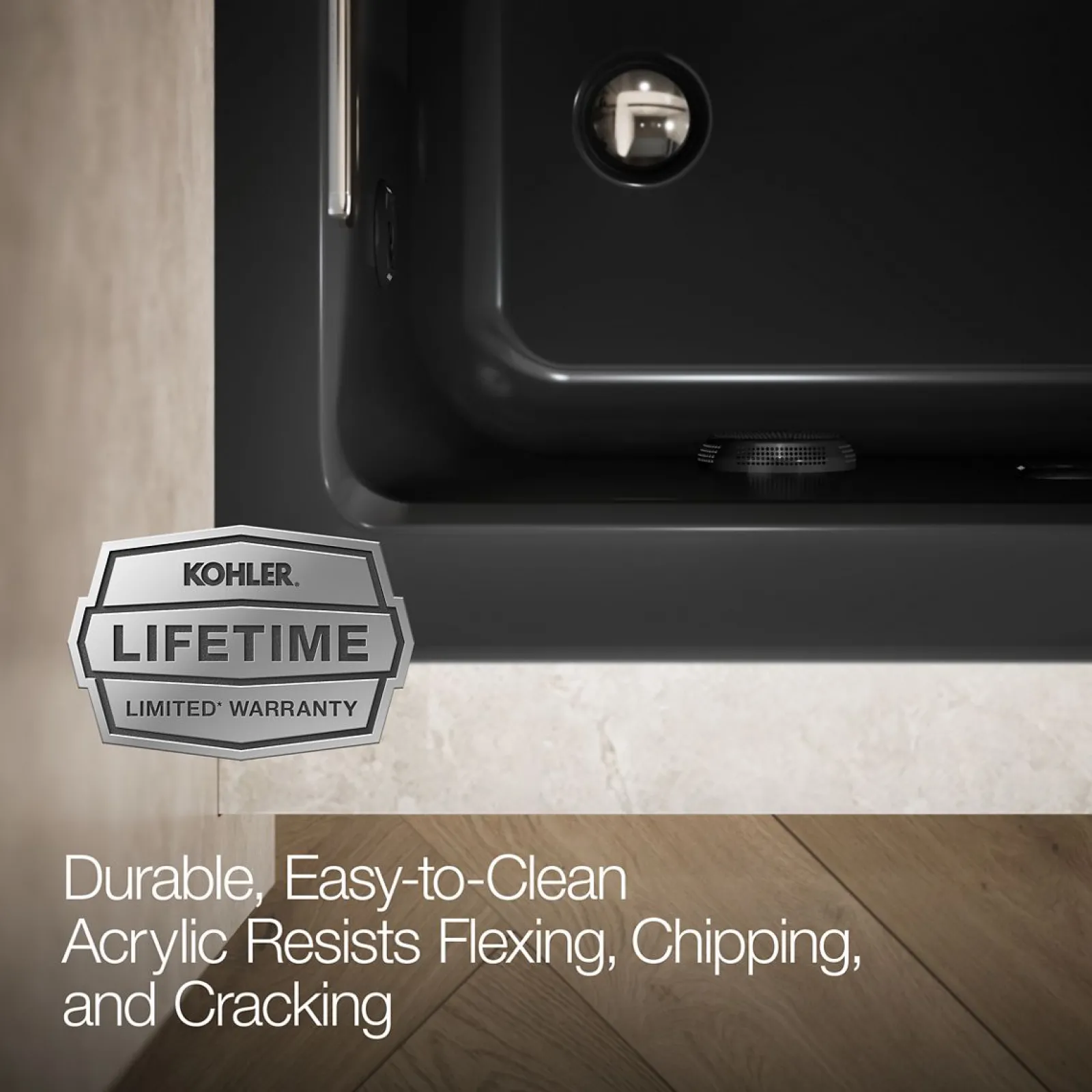 60" x 30" alcove whirlpool bath with Bask® heated surface, left drain^Kohler