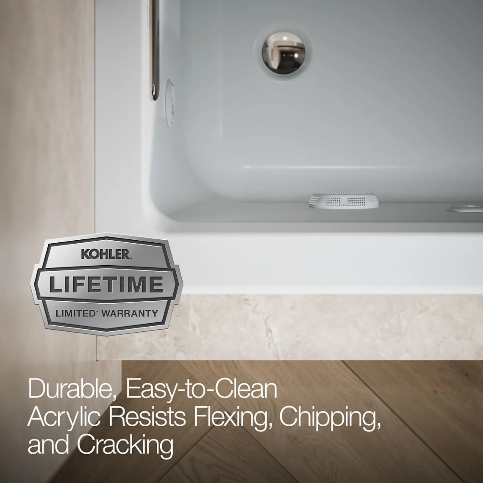 60" x 30" alcove whirlpool bath with Bask® heated surface, left drain^Kohler