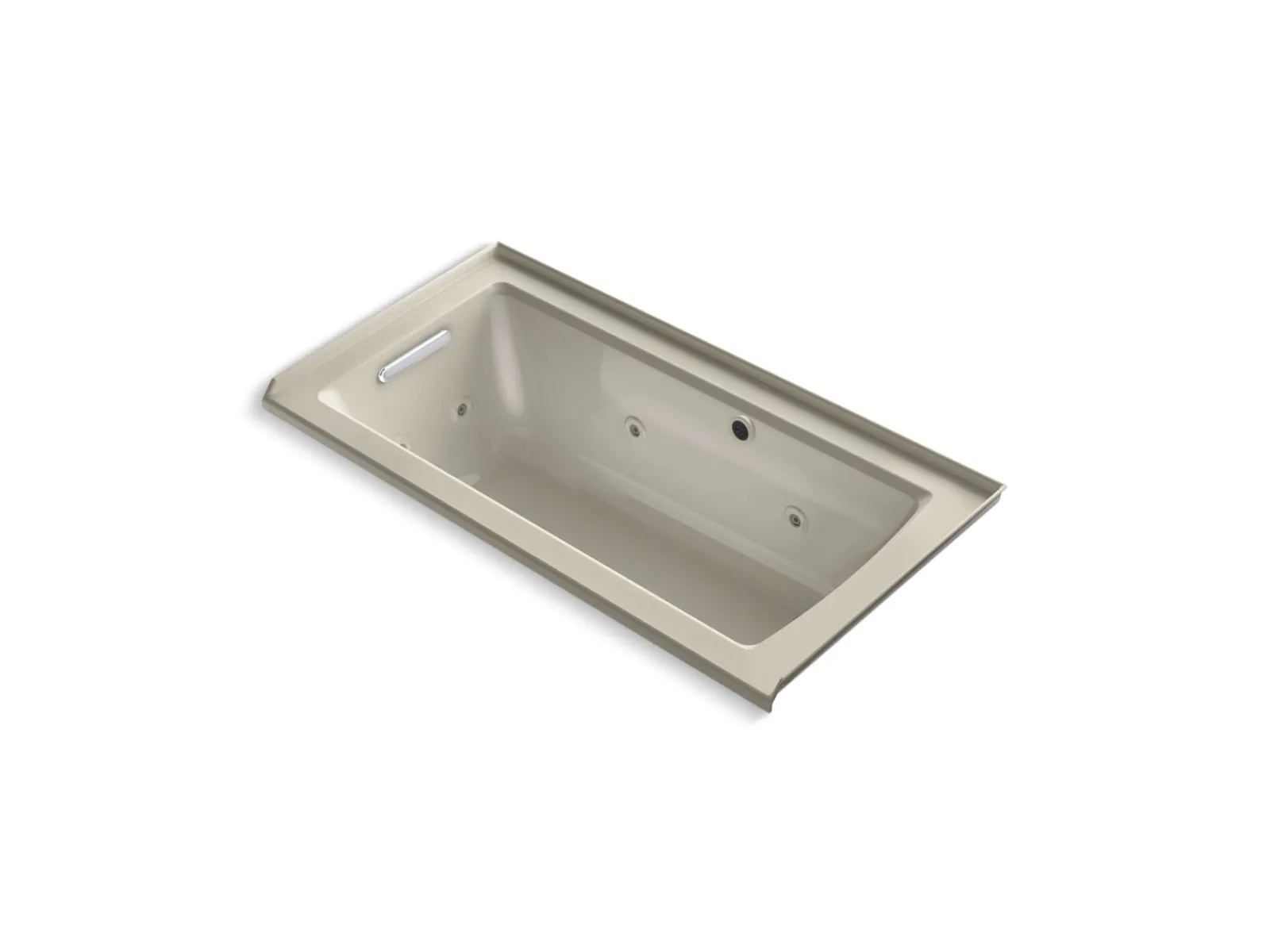 60" x 30" alcove whirlpool bath with Bask® heated surface, left drain^Kohler