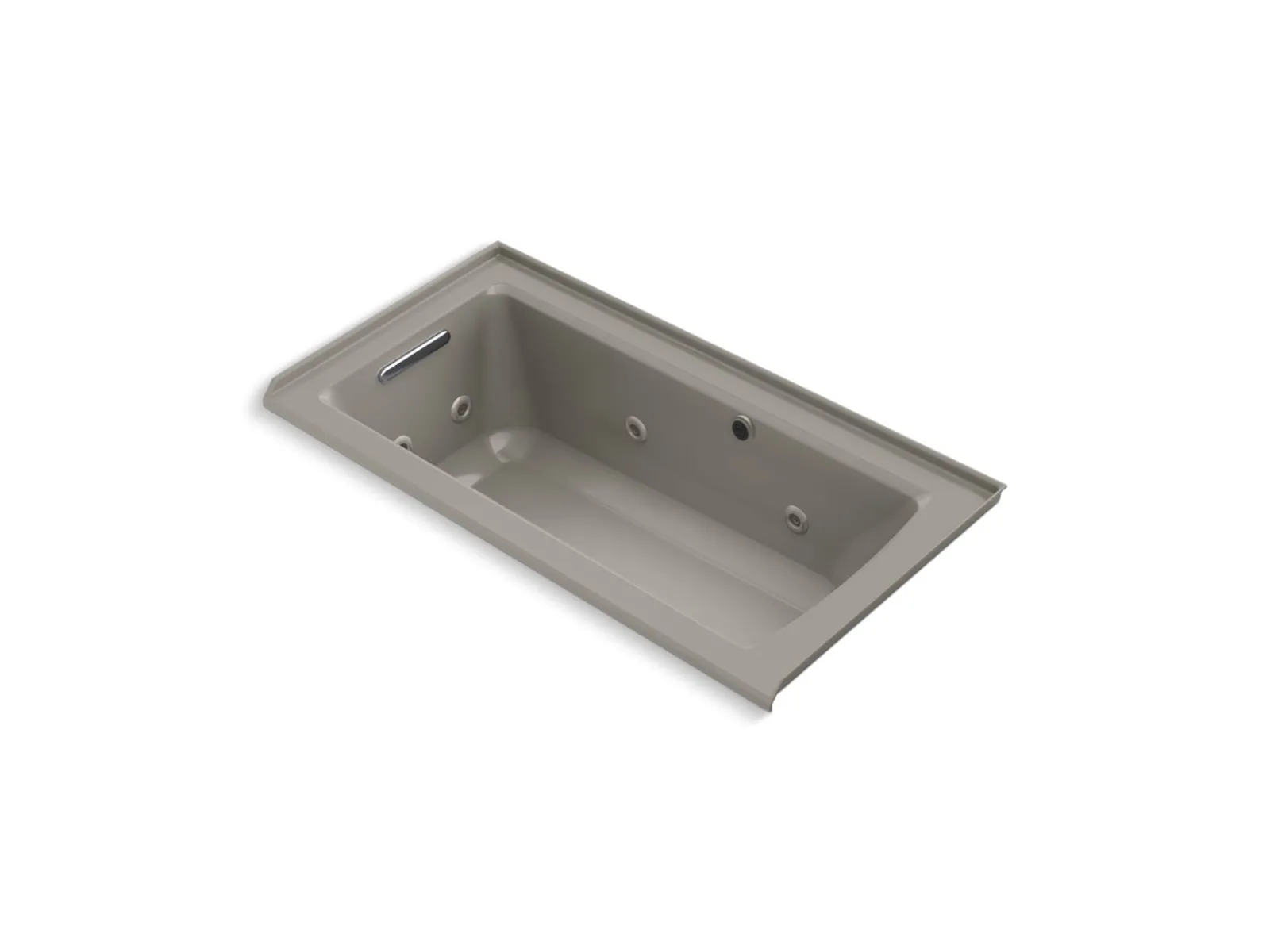 60" x 30" alcove whirlpool bath with Bask® heated surface, left drain^Kohler