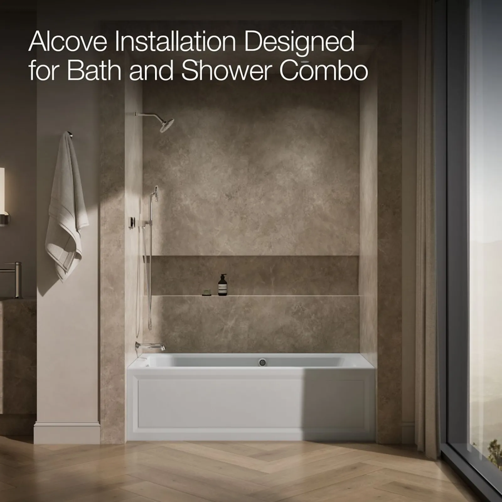 66" x 32" alcove whirlpool bath with Bask® heated surface, left drain^Kohler Discount