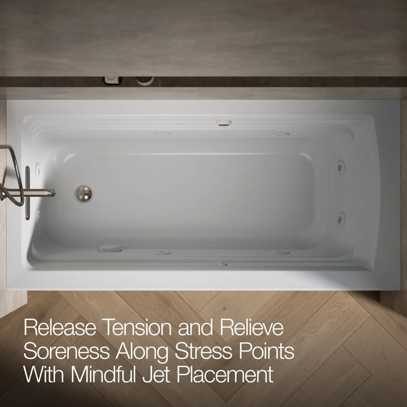 66" x 32" alcove whirlpool bath with Bask® heated surface, left drain^Kohler Discount