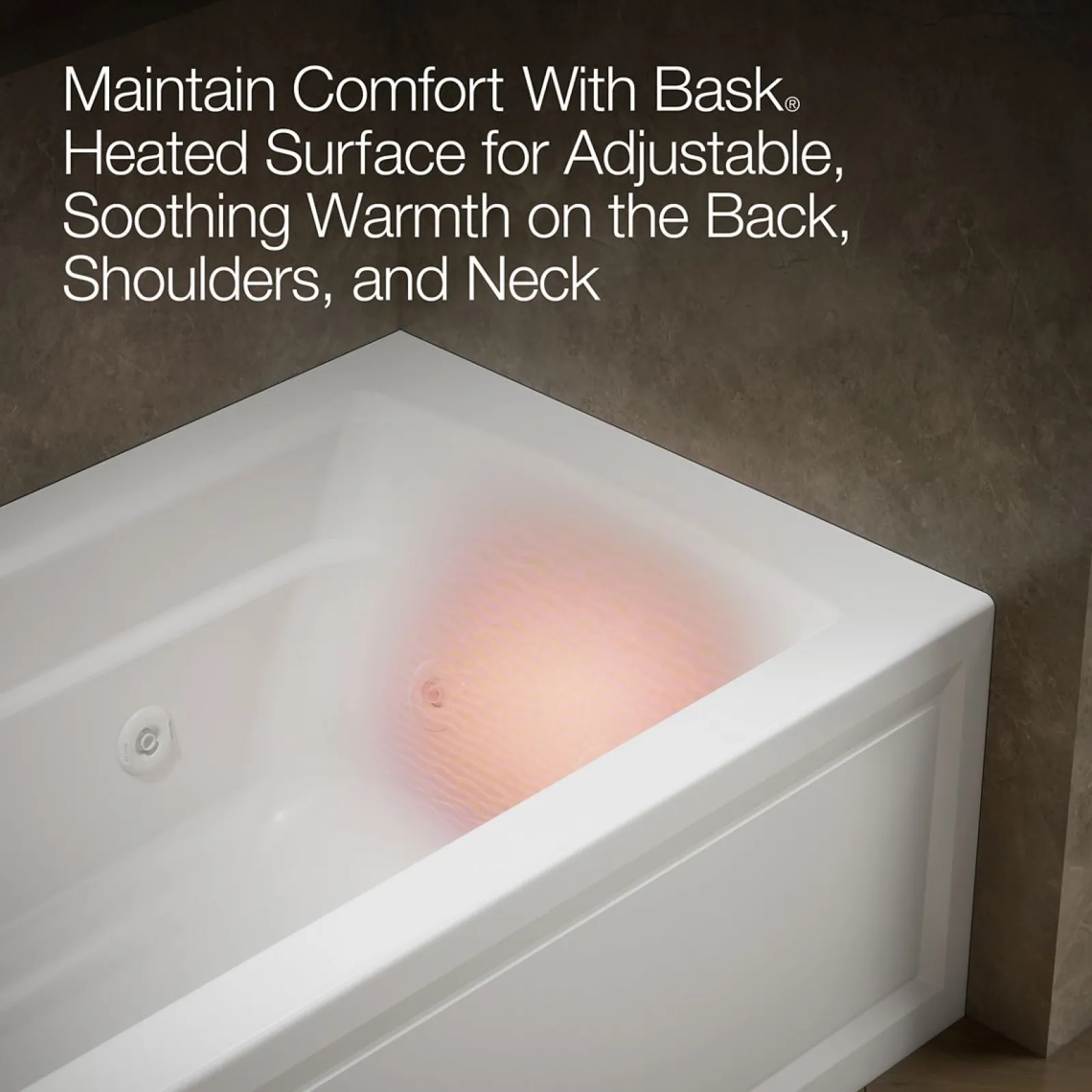 66" x 32" alcove whirlpool bath with Bask® heated surface, left drain^Kohler Discount