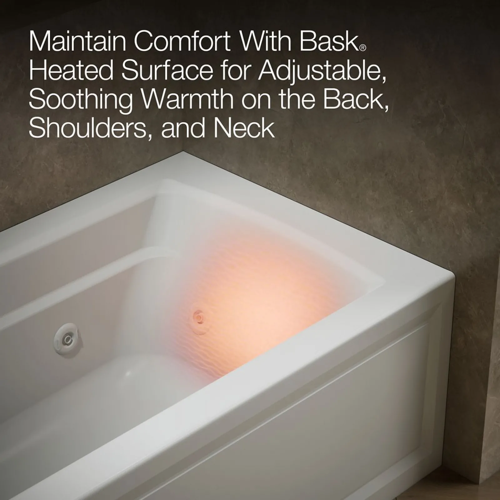 66" x 32" alcove whirlpool bath with Bask® heated surface, left drain^Kohler Discount