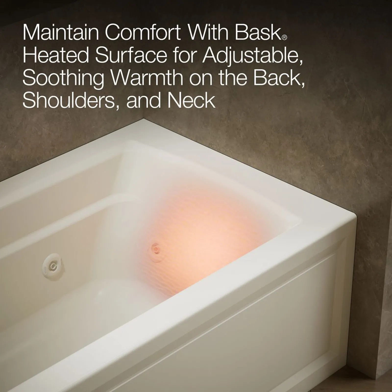 66" x 32" alcove whirlpool bath with Bask® heated surface, left drain^Kohler Discount