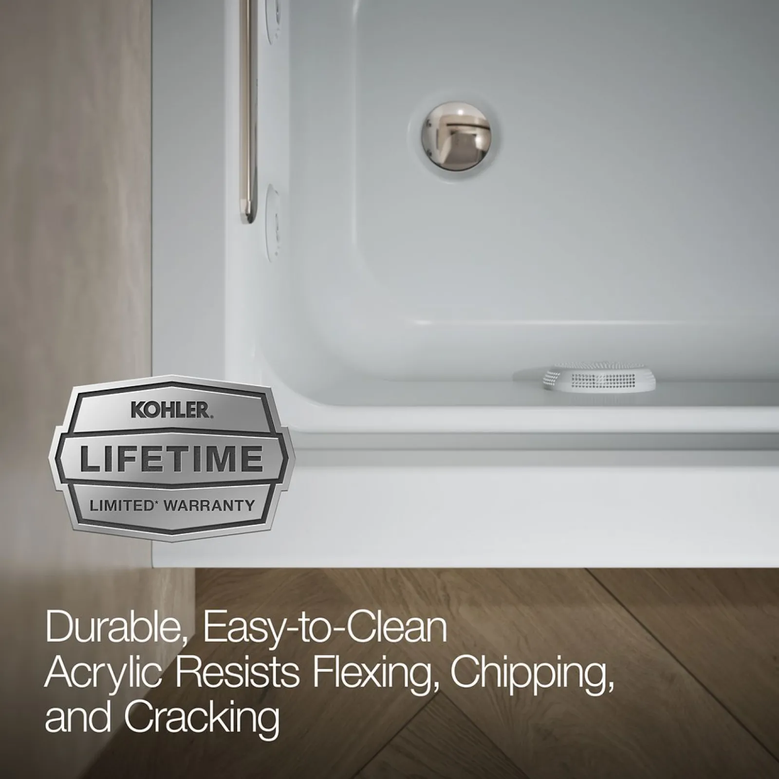 66" x 32" alcove whirlpool bath with Bask® heated surface, left drain^Kohler Discount