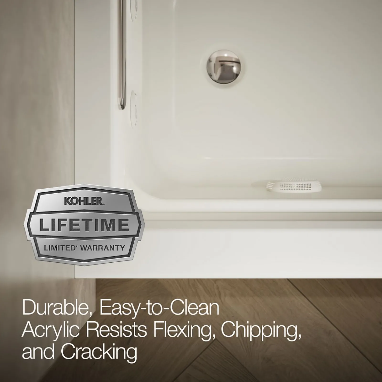 66" x 32" alcove whirlpool bath with Bask® heated surface, left drain^Kohler Discount