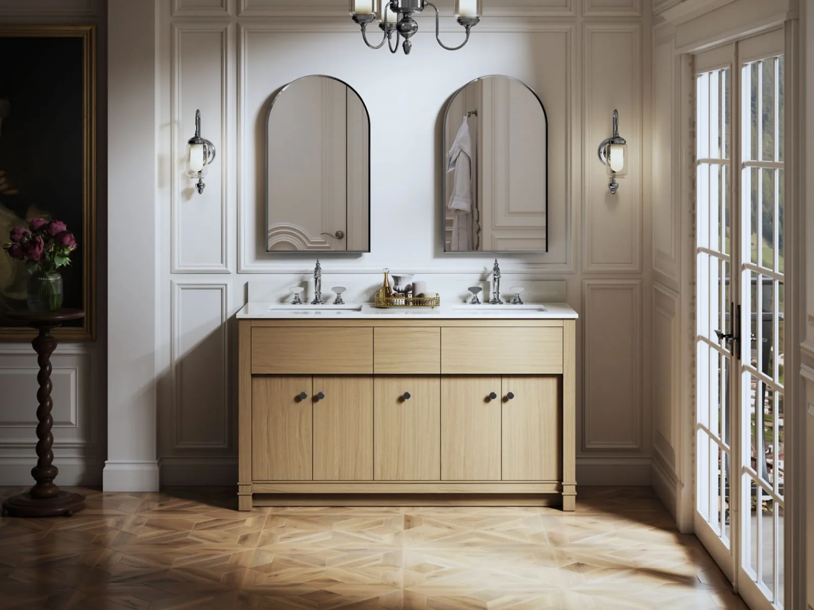 20" x 34" arched framed medicine cabinet, left-hinged^Kohler Hot