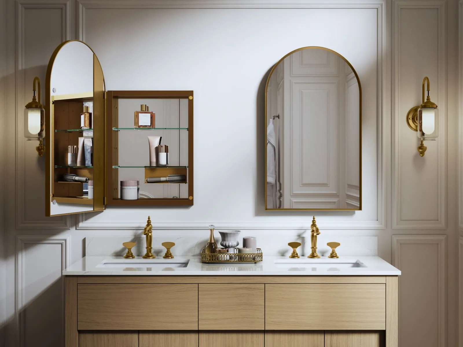 20" x 34" arched framed medicine cabinet, left-hinged^Kohler Hot
