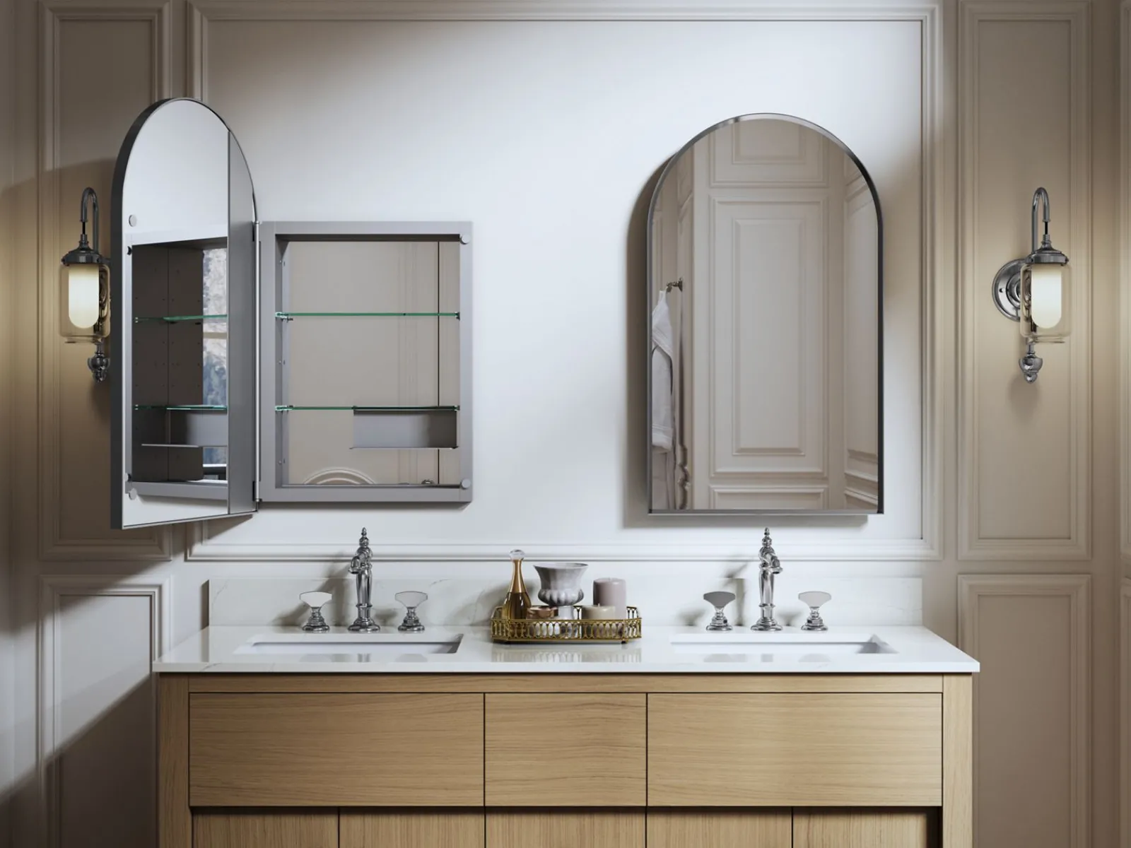 20" x 34" arched framed medicine cabinet, left-hinged^Kohler Hot