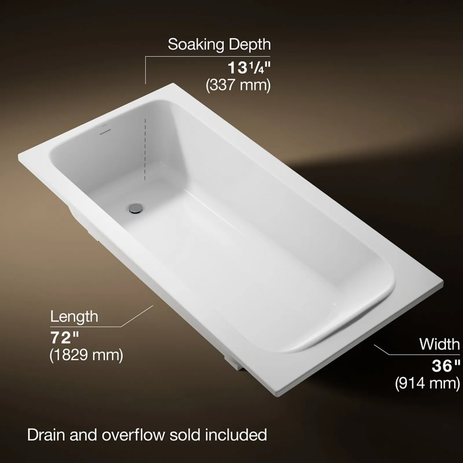 72" x 36" drop-in bath^Kohler New