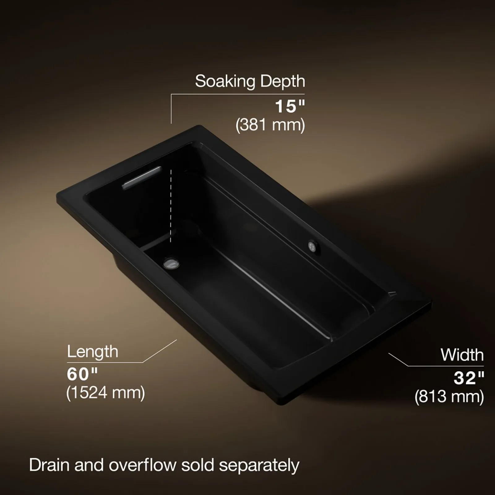 60" x 32" drop-in bath with Bask® heated surface^Kohler New
