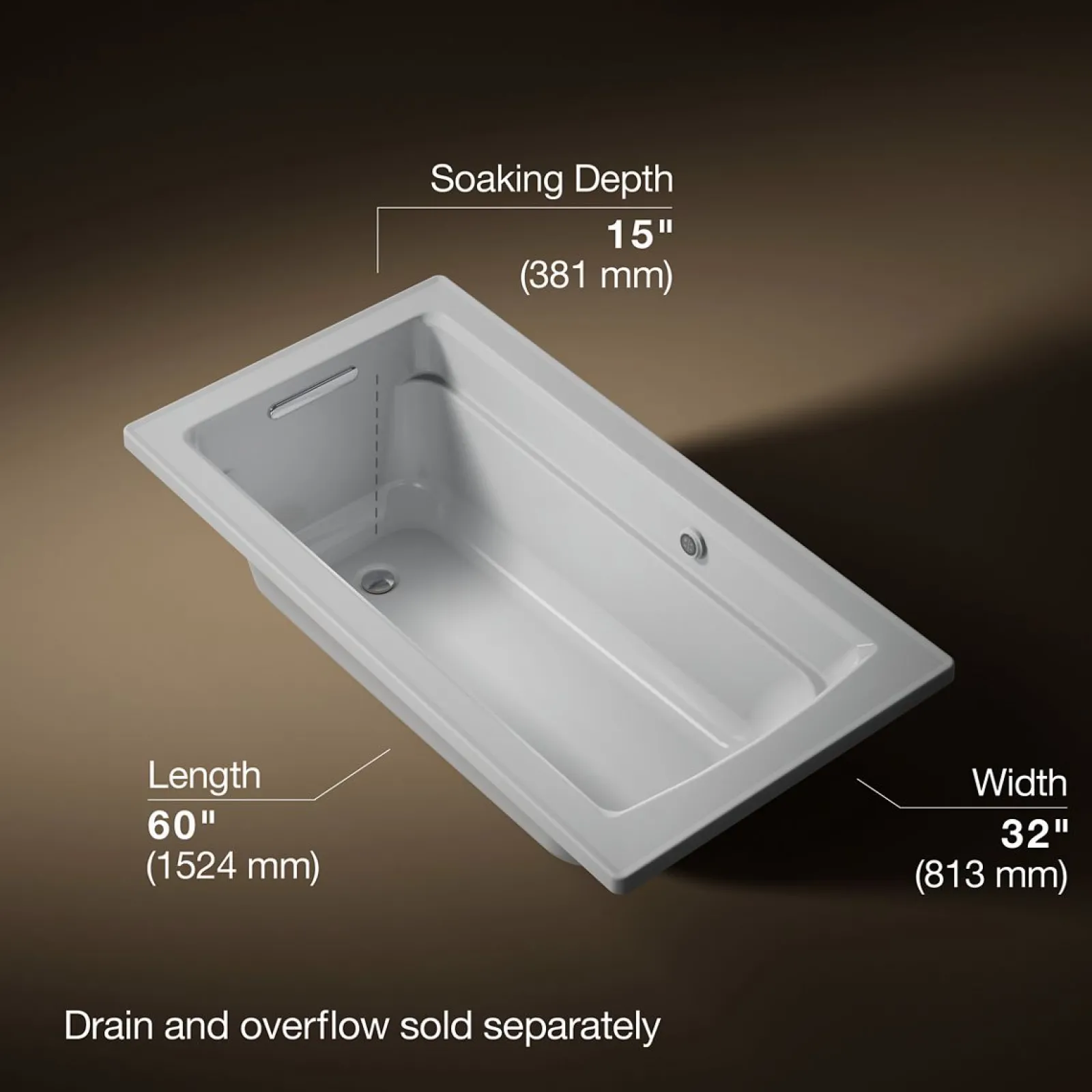 60" x 32" drop-in bath with Bask® heated surface^Kohler New