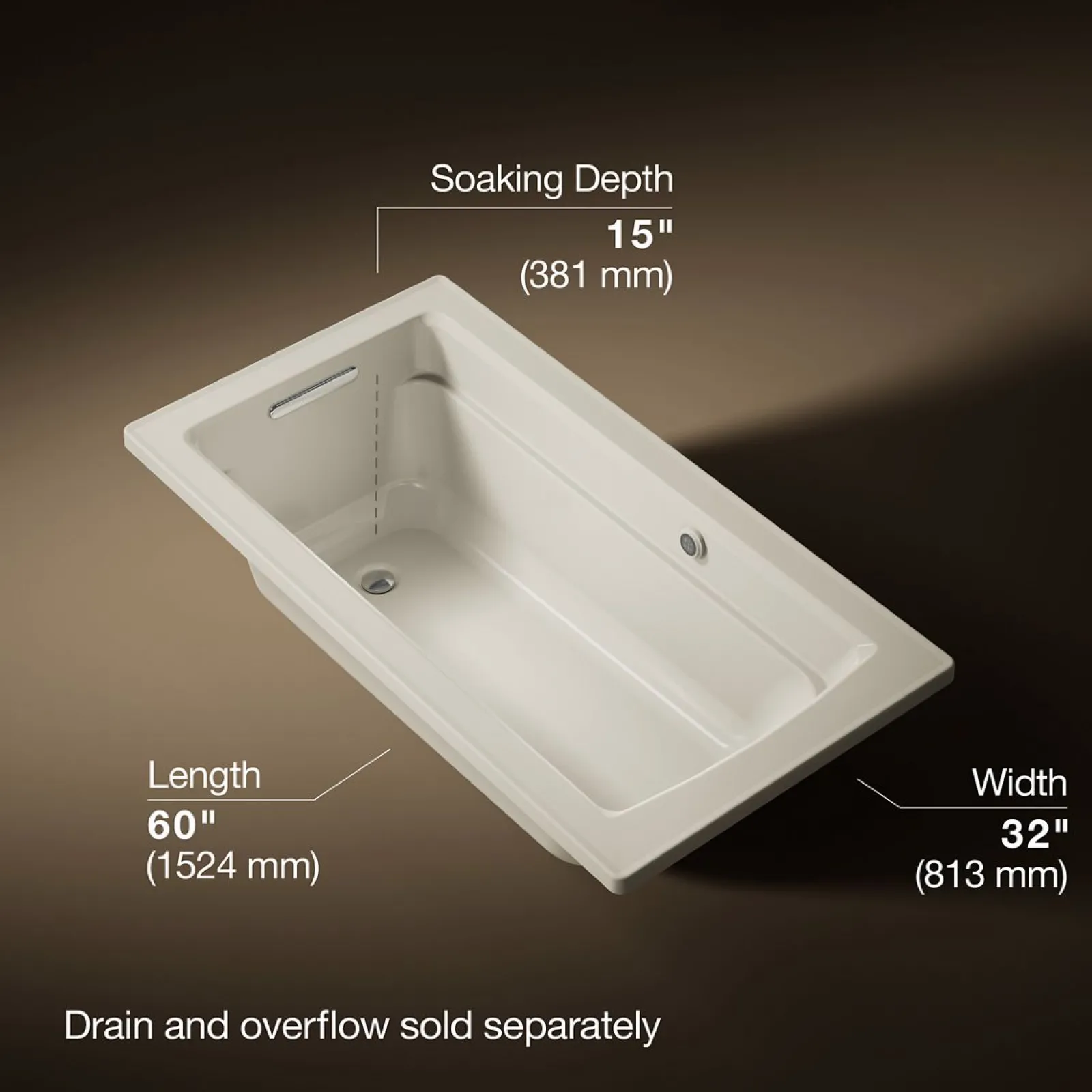 60" x 32" drop-in bath with Bask® heated surface^Kohler New