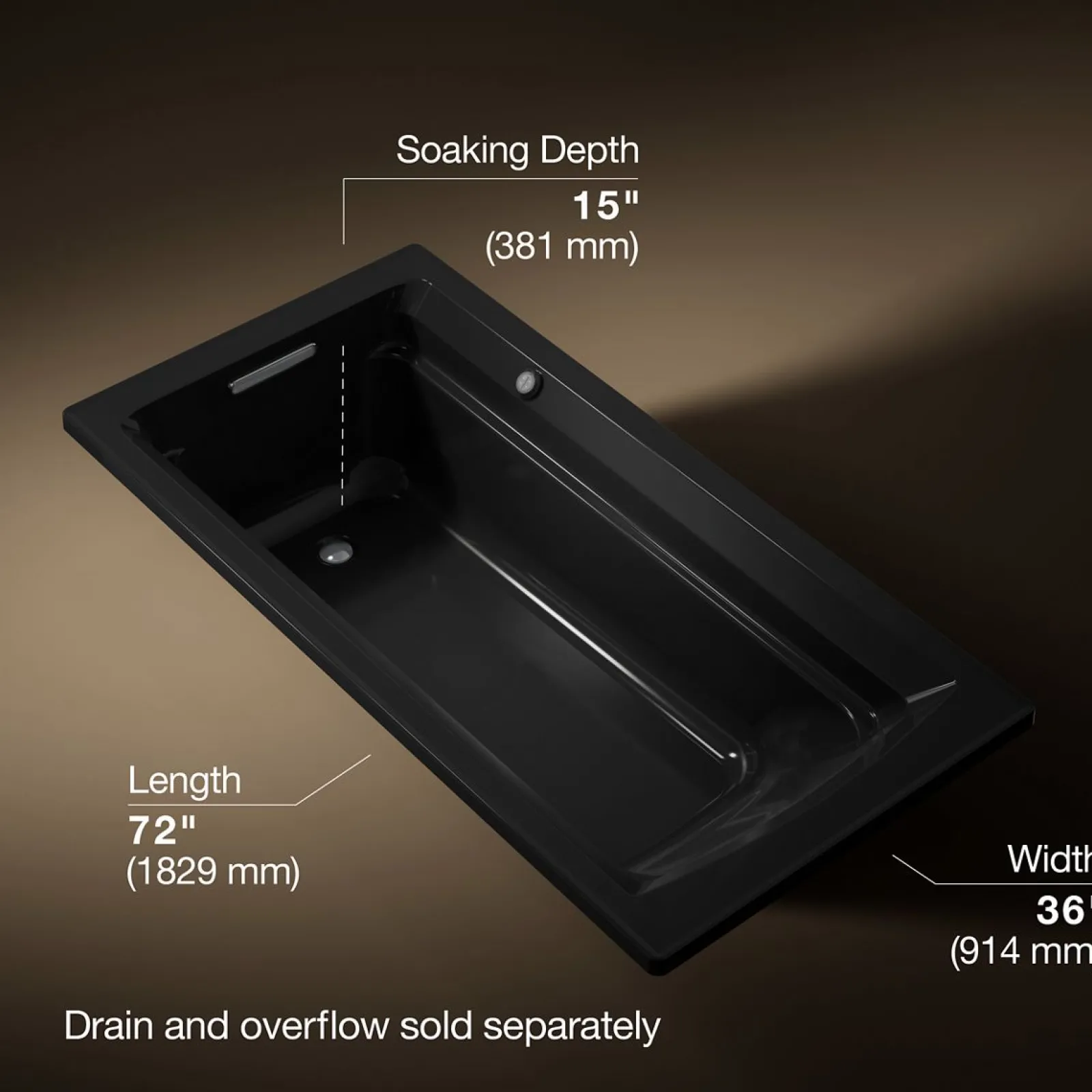72" x 36" drop-in bath with Bask® heated surface^Kohler Best