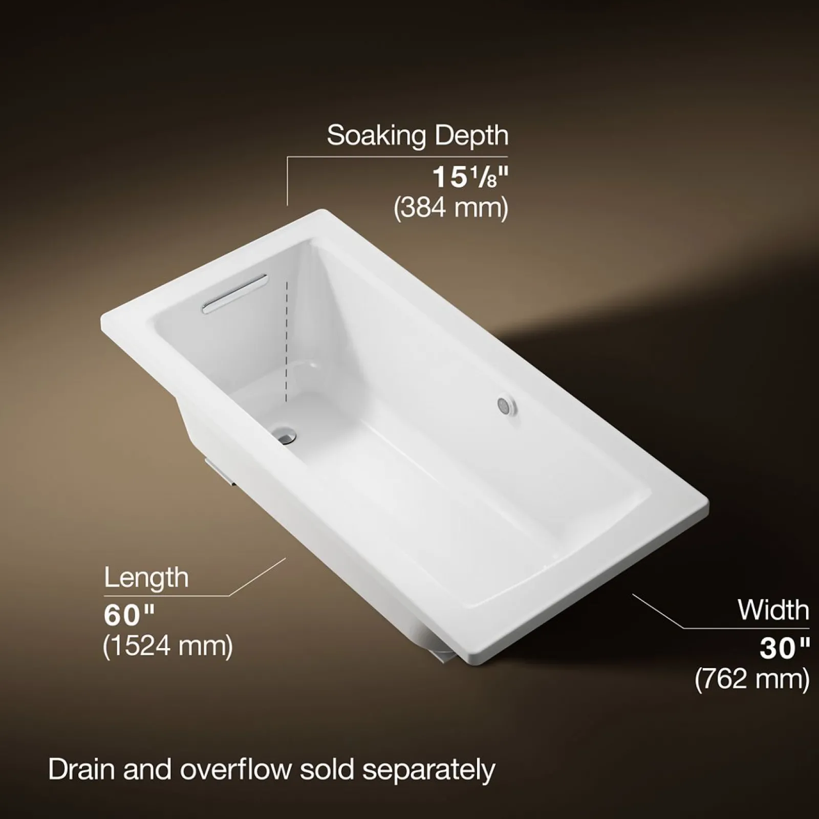 60" x 30" drop-in bath with Bask® heated surface^Kohler Hot