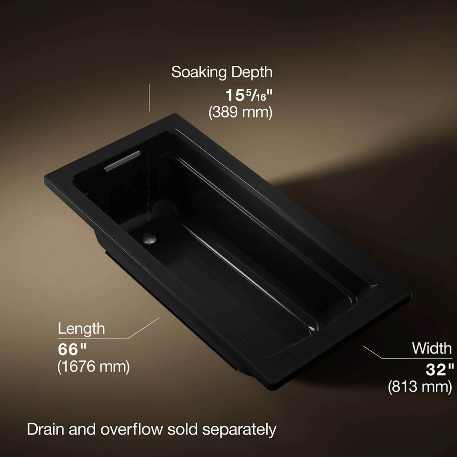 66" x 32" drop-in bath with Bask® heated surface^Kohler New