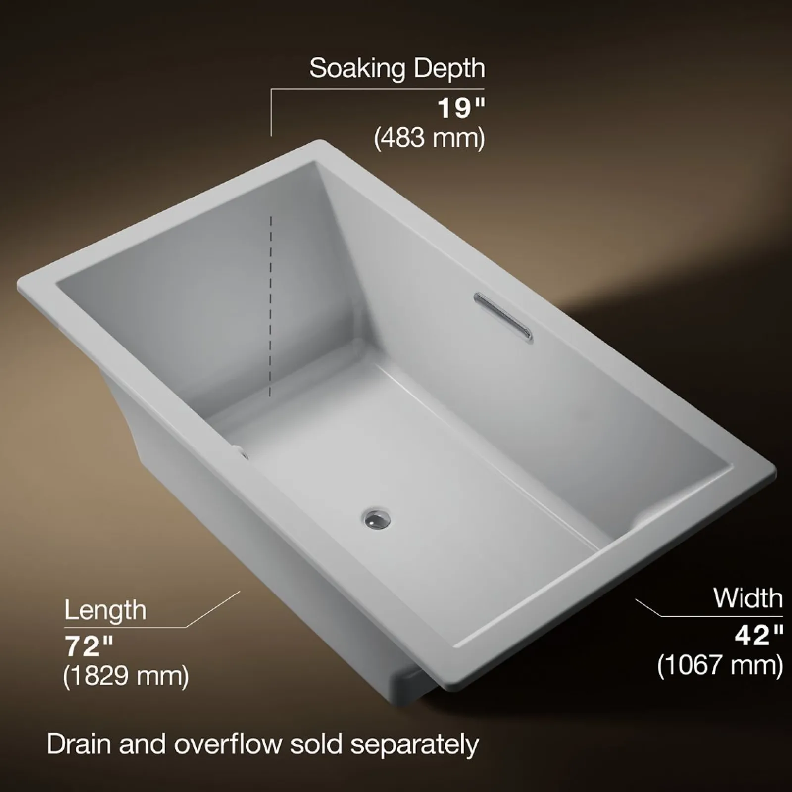 72" x 42" drop-in bath with Bask® heated surface^Kohler Best