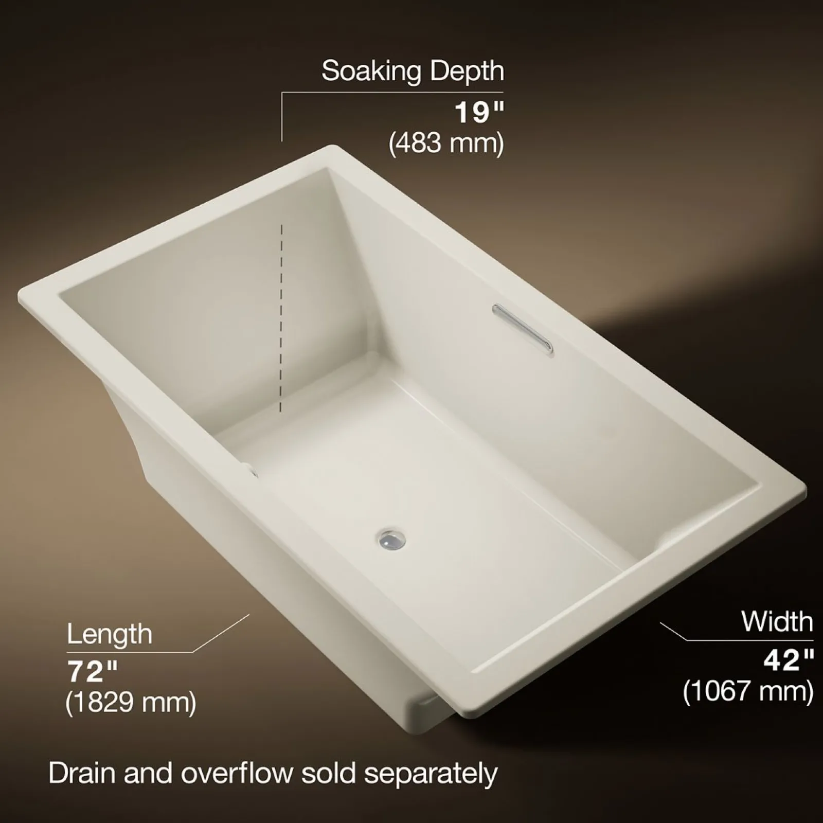 72" x 42" drop-in bath with Bask® heated surface^Kohler Best