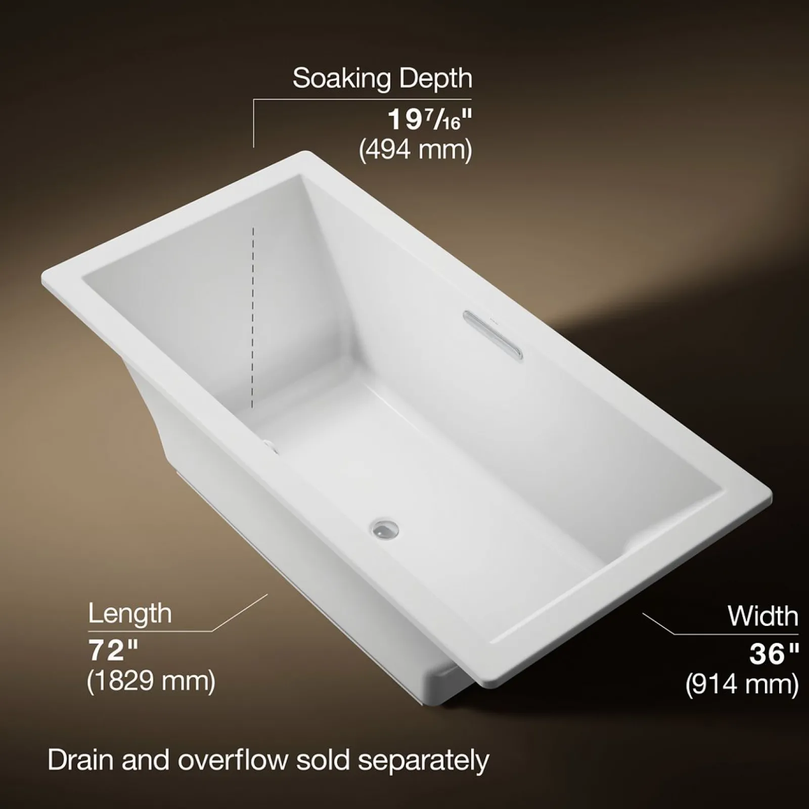 72" x 36" drop-in bath with Bask® heated surface^Kohler Discount