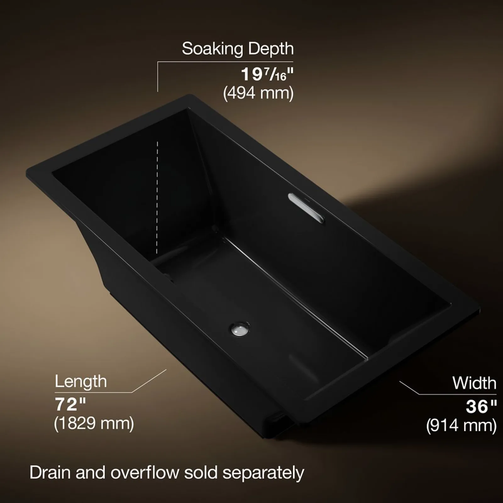 72" x 36" drop-in bath with Bask® heated surface^Kohler Discount